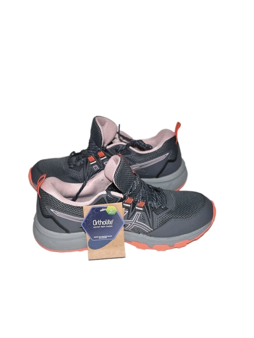 New Asics Women's Gray and Coral Lightweight Athletic Sneakers